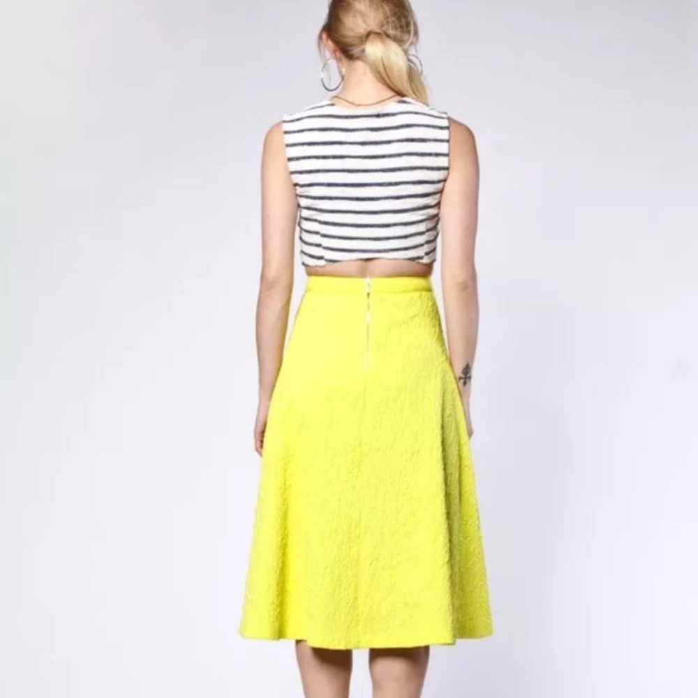 Anthropologie x JOA Los Angeles Citrus Yellow Textured Midi Circle Skirt Medium